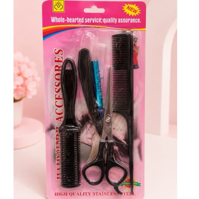 Kit Acessórios para Cabelo – Pente, Tesoura e Navalha ✂️💇‍♀️