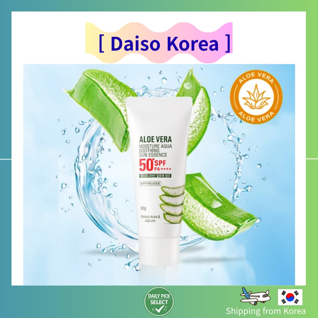 [DAISO Korea] Aloe Vera Moisture Aqua Calmante Essência Solar Fps50 + PA + 50g Protetor Coreano