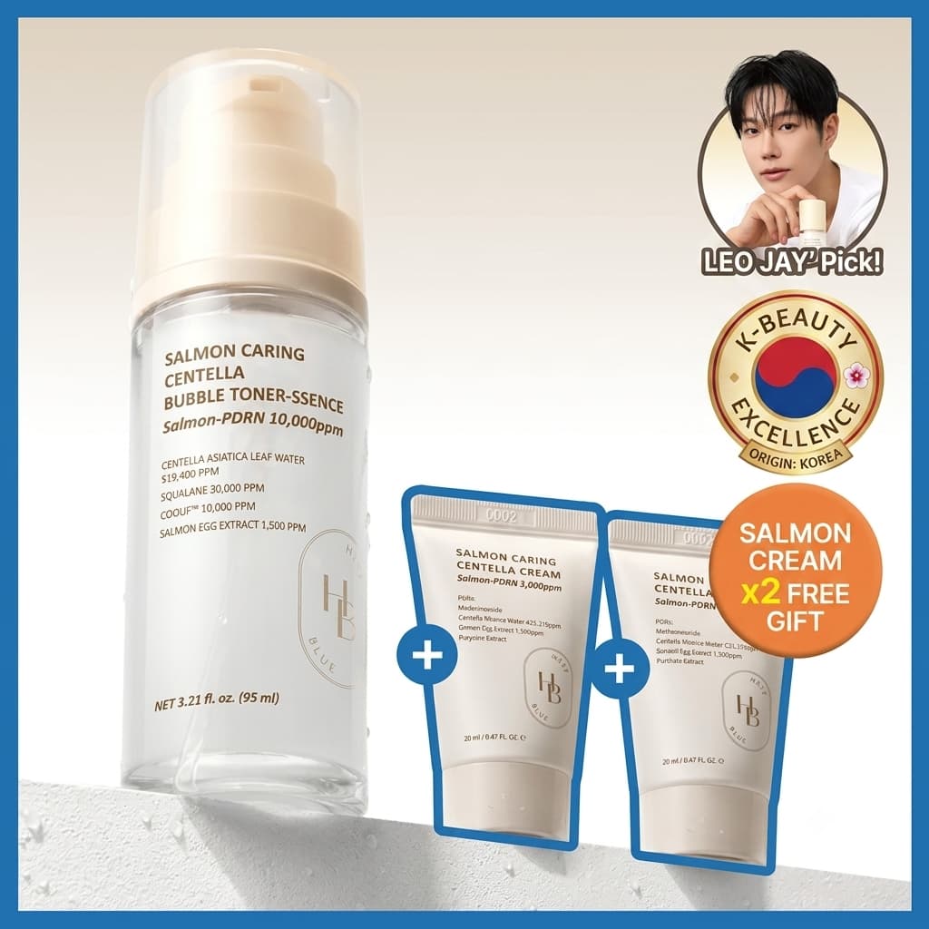 [heveblue] Caring Centella Bubble Toner 95ml Conjunto De 2 Peças + Creme Grátis 20ml x 2/Facial Coreano Da YUNORA