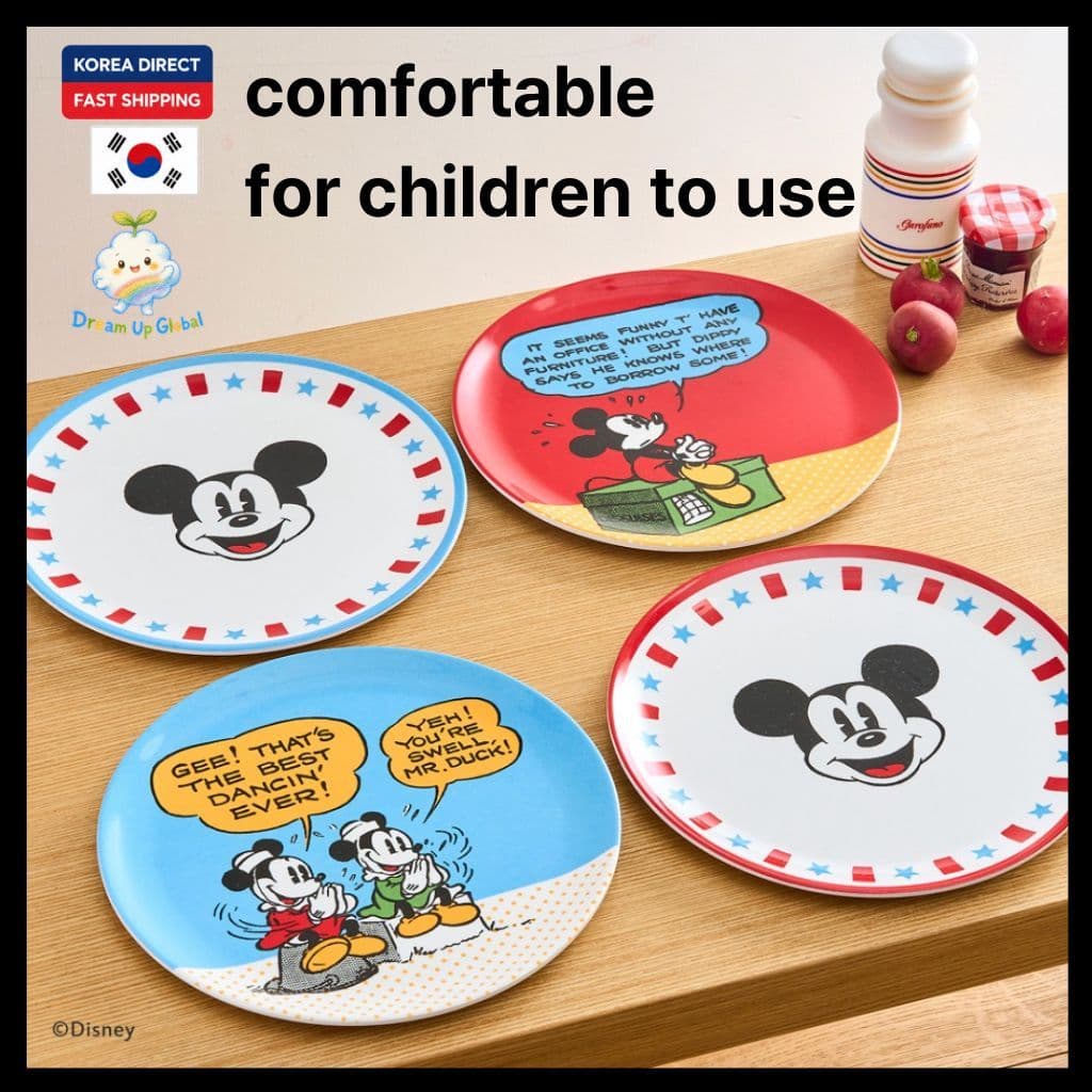 [100 % Genuíno] Conjunto De Pratos De Melamina 4P 20 Cm Talheres Infantis Prato De Jantar De Desenho Animado Alimentação
