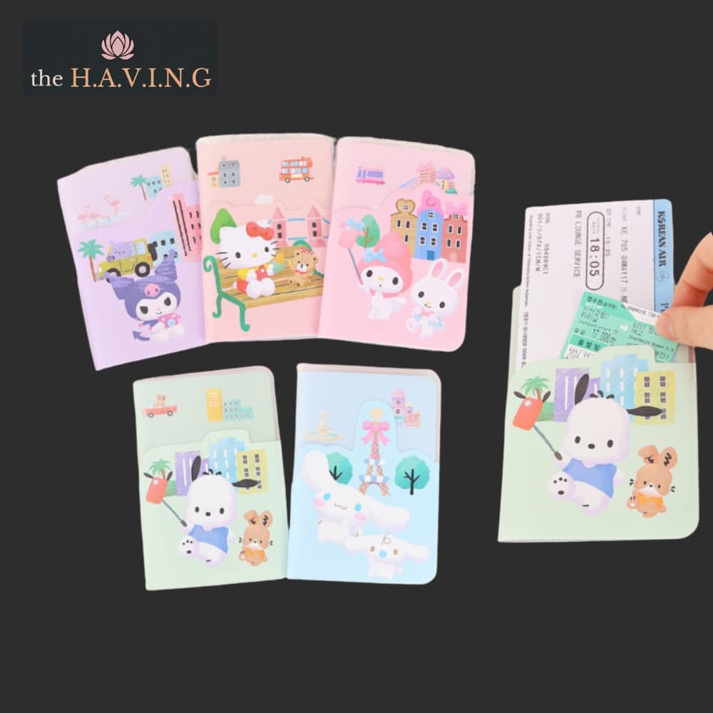 [SANRIO] Carteira Porta-Passaporte Kr_capa Para Cartão De Viagem À Prova D'água