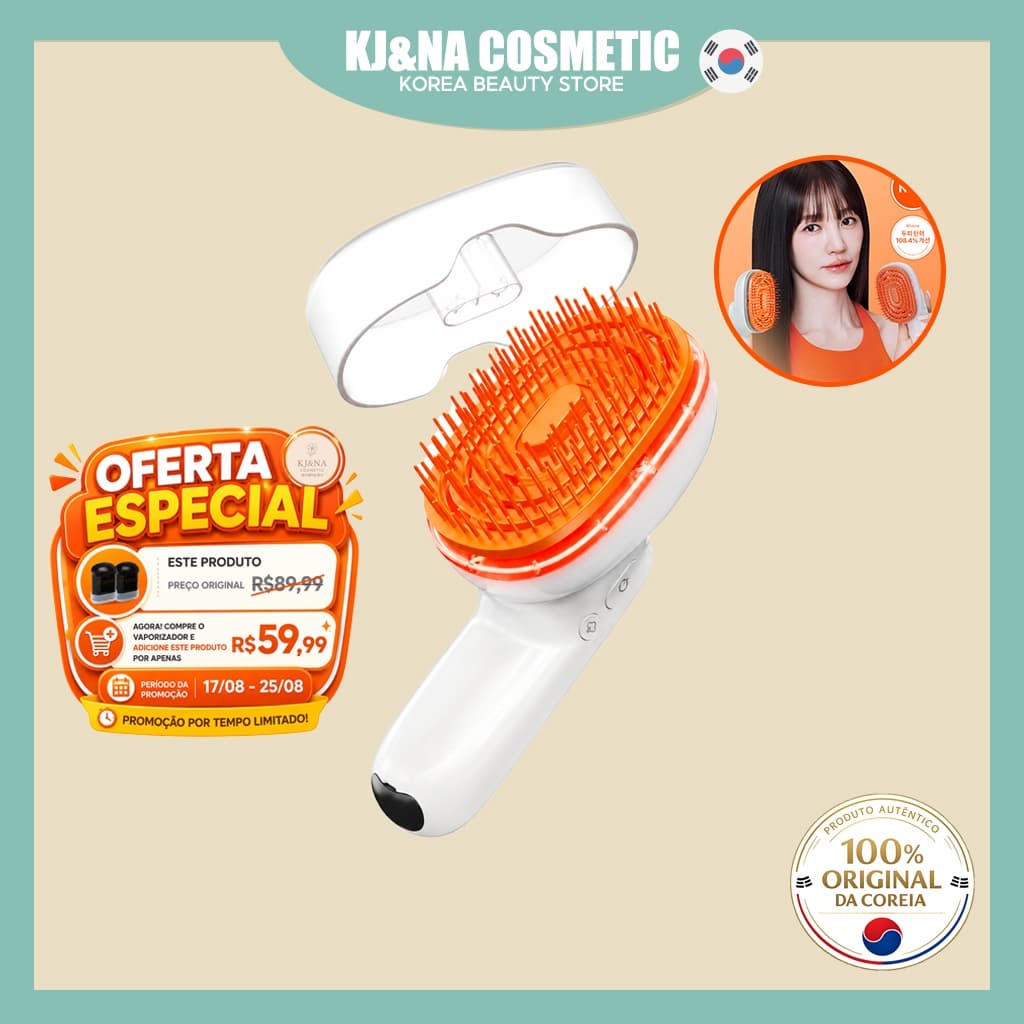 lilyeve Grow Turn Brush Steam Booster Coreano LED Escova De Cabelo A Vapor Massageador De Couro Cabeludo Berus Rambut