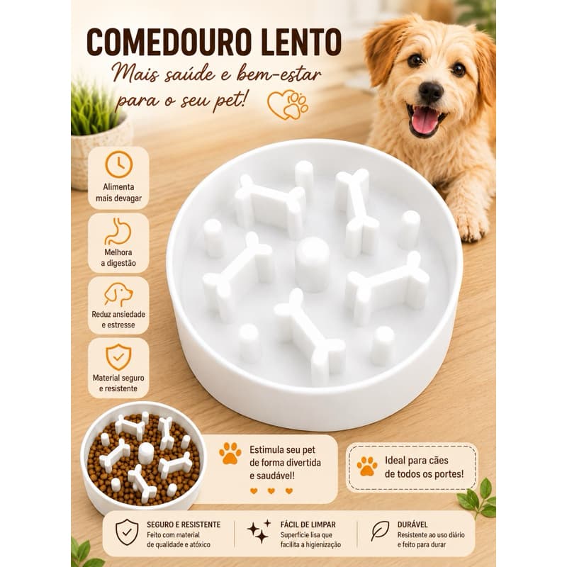 Comedouro Lento para Cães | Alimentação Saudável | Impresso em 3D