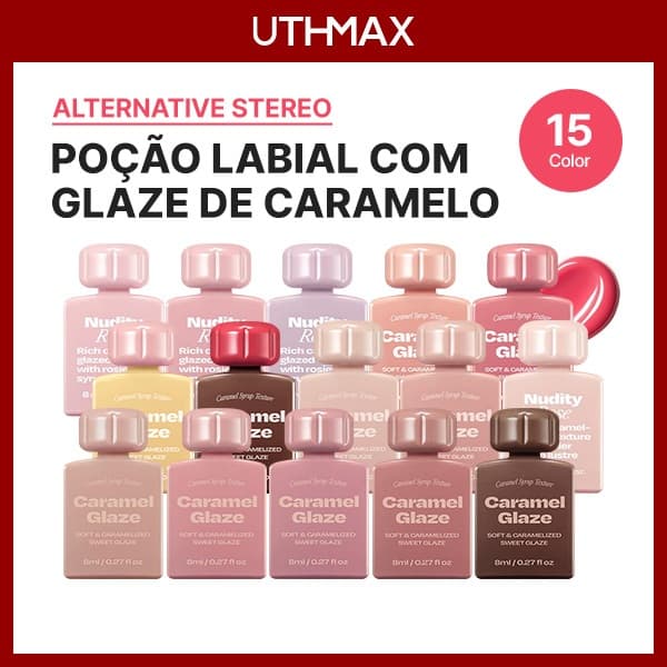 [Estéreo Alternativo] Poção Labial Esmalte Caramelo 8ml | Acabamento Brilhante Lábio Nude MLBB