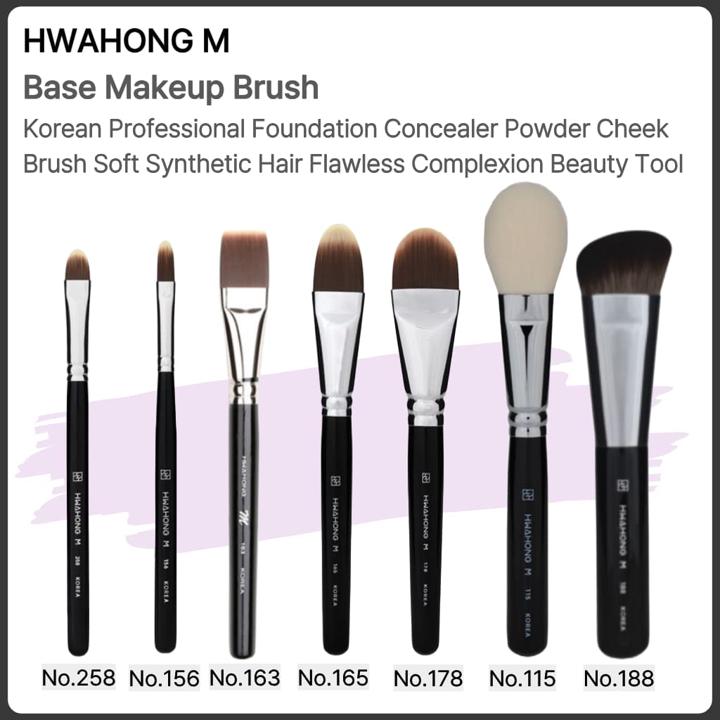 [HWAHONG M] Pincel De Maquiagem Base Coreano Profissional Corretivo Pó Bochecha Macio Cabelo Sintético Impecável Tez Fer