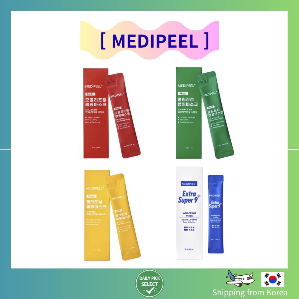 [MEDIPEEL x DAISO] Pacote De Máscara De Embrulho 4ml x 4pcs Removível 4 Tipos Fabricada Na Coreia