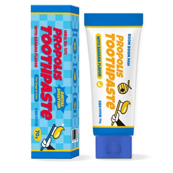 Pasta De Dente Enzimática BoomBoomPo Pet Própolis (Sabor Banana) 70g Fórmula Sem Pincel Para Cães E Gatos Enviados Da Co