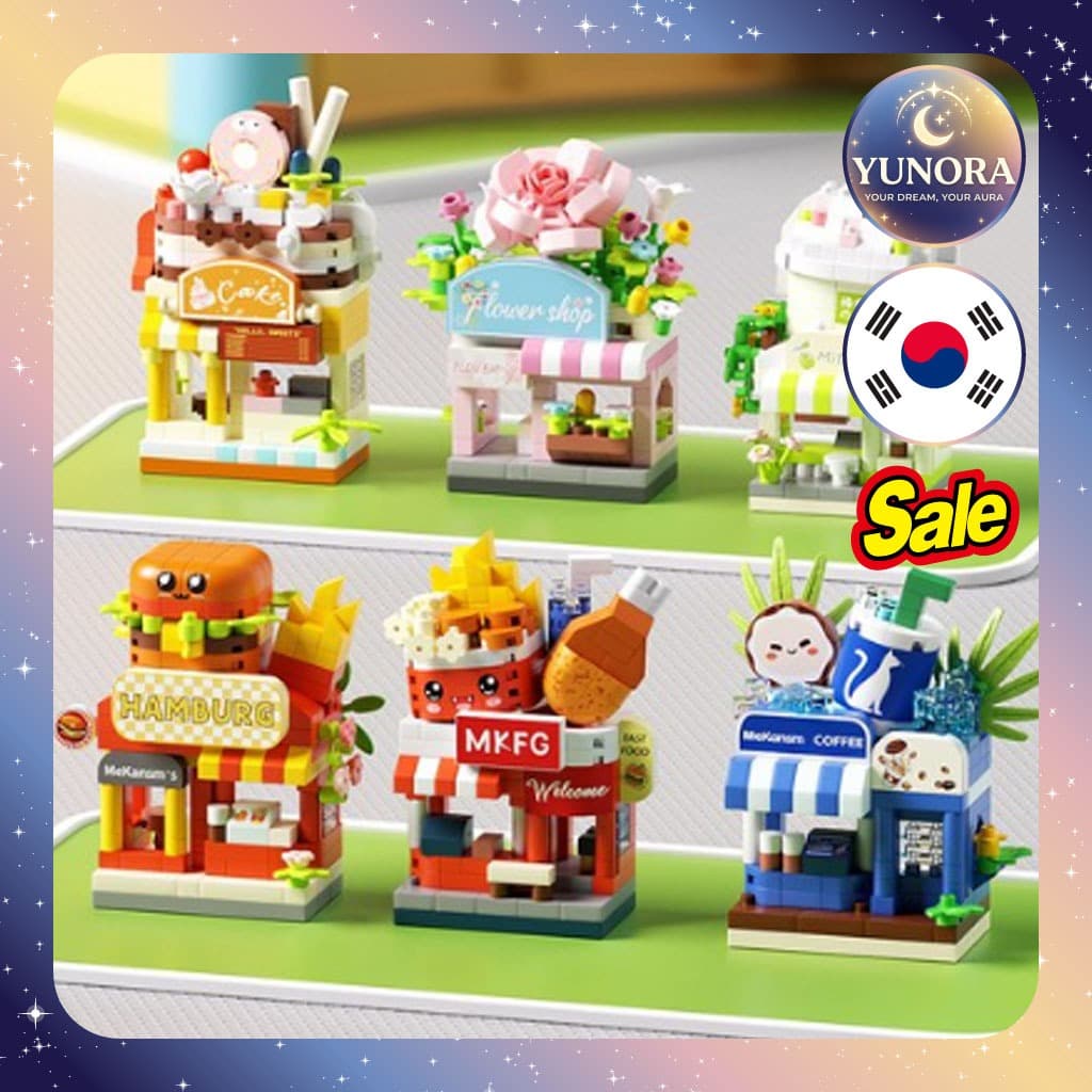 [Alkkulbam] Conjunto De Construção De Blocos Nano Mini Street 6 Peças/Tijolos De Brinquedo Coreano/Kit De Modelo Educaci