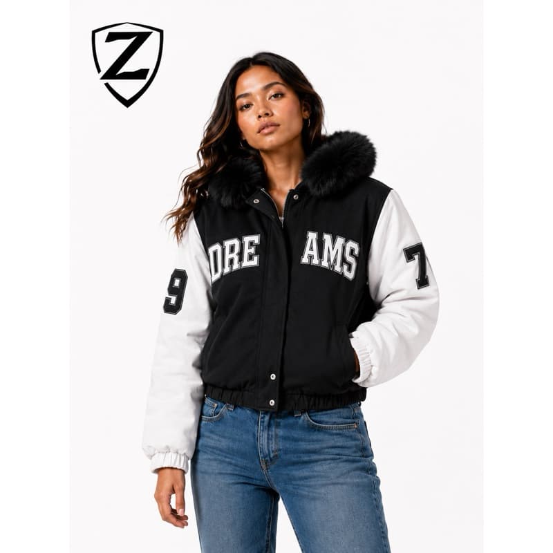 Jaqueta Colegial Feminina Peluciada, Blusa de Frio, Jaqueta Escolar, Jaqueta Bomber, Casaco Feminia