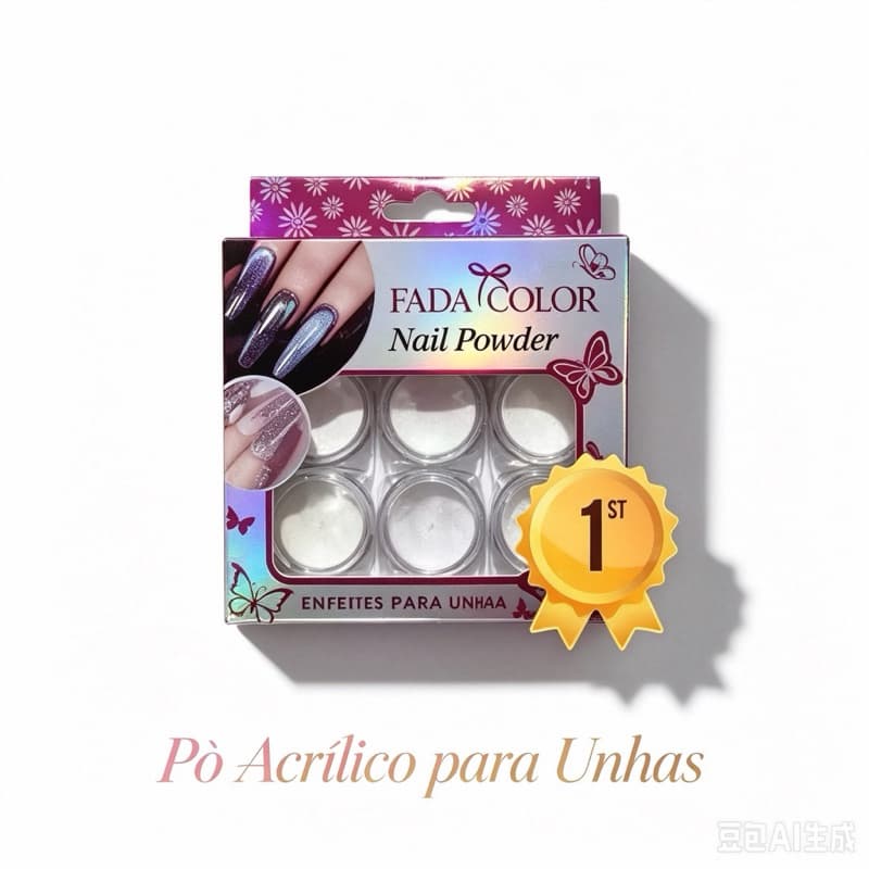 Pó Cromado para Unhas Com 6 UNID Fada Color - Perolado