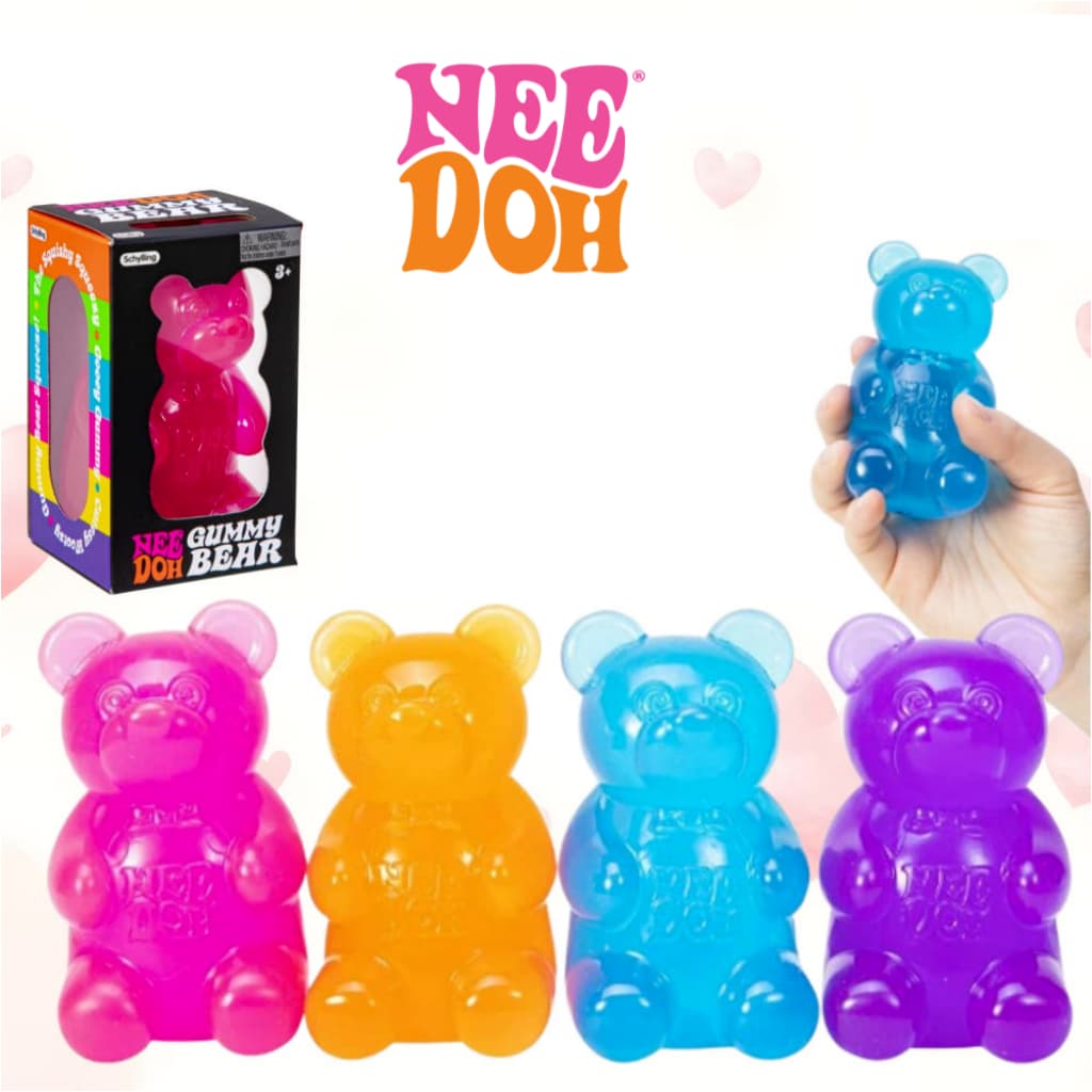 Squishy De Bola De Estresse De Ursinho De Goma NEEDOH | 4 Cores Divertidas : Azul Rosa Roxo Laranja Brinquedo Macio Para Alívio Do Fidget Crianças E Adultos