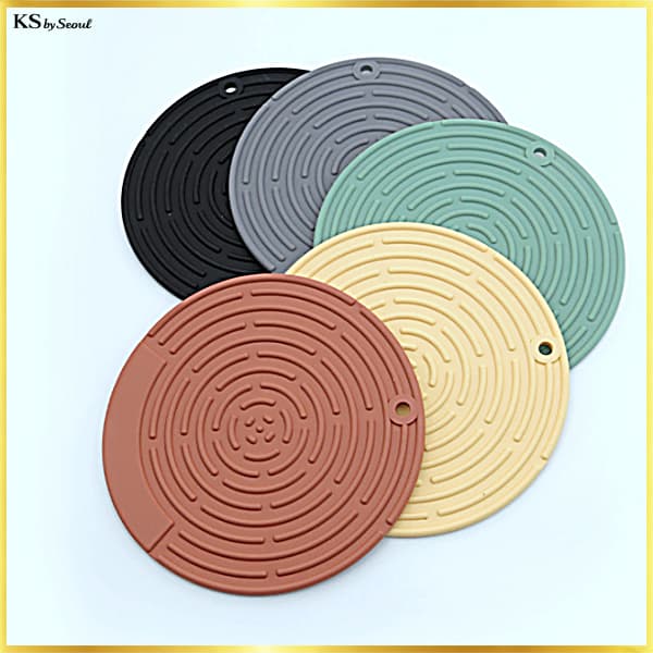 [Fabricado Na Coreia] Trivet De Silicone Platina , Resistente Ao Calor , Antiderrapante , Sem BPA , Tapete De Cozinha (K