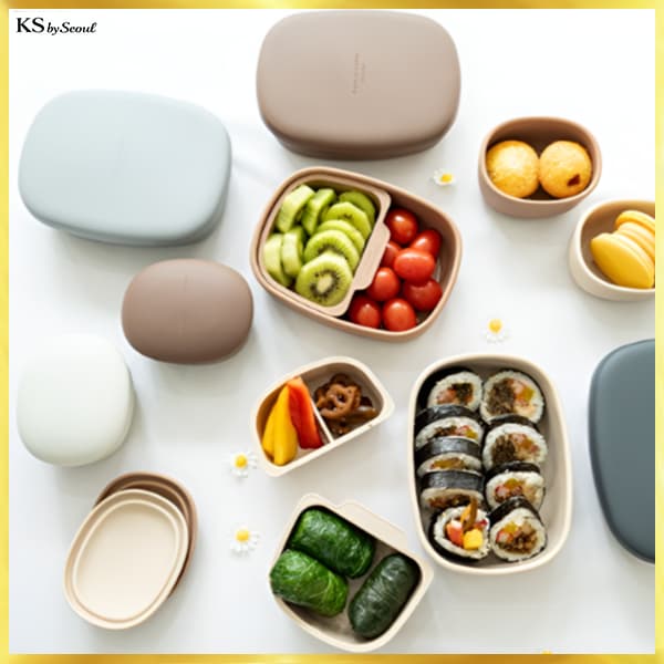 [Fabricado Na Coreia] Lancheira De Silicone Platina Fritadeira De Ar Para Micro-Ondas Segura LIVYA
