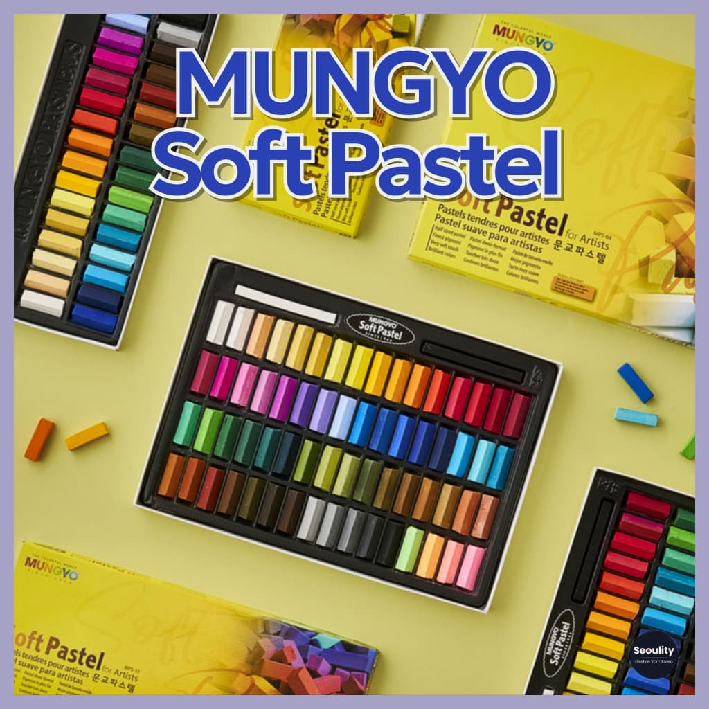 Conjunto de giz pastel macio [Mungyo] - Alta qualidade profissional p/ artistas - 24|36|48|64 cores p/ pintura e artes