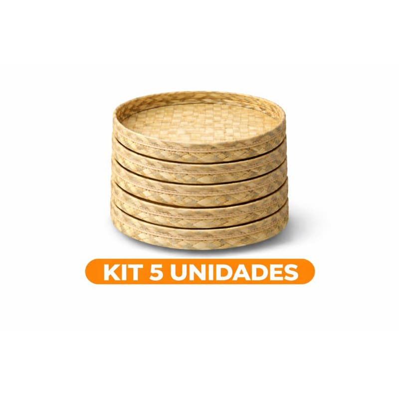 Kit com 5 Peneiras 20 cm de Palha de Carnaúba Decorativo