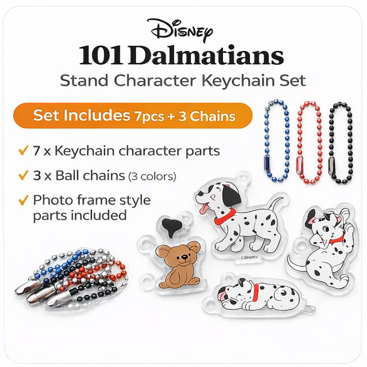 Disney 101 Dálmatas Suporte Personagem Chaveiro Conjunto Moldura De Foto Acrílico Charme Saco Bonito Presente Coreano Pa