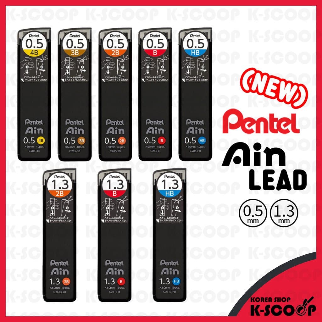 Chumbo De Lápis Mecânico Pentel Ain (Novo) C285 0.5 Mm/C2813 1.3