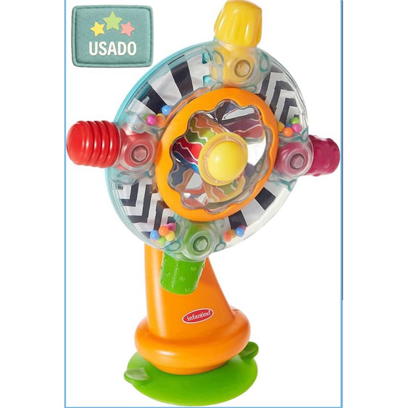Roda Giratória Com Chocalho e Base Com Sucção, Infantino, Colorido