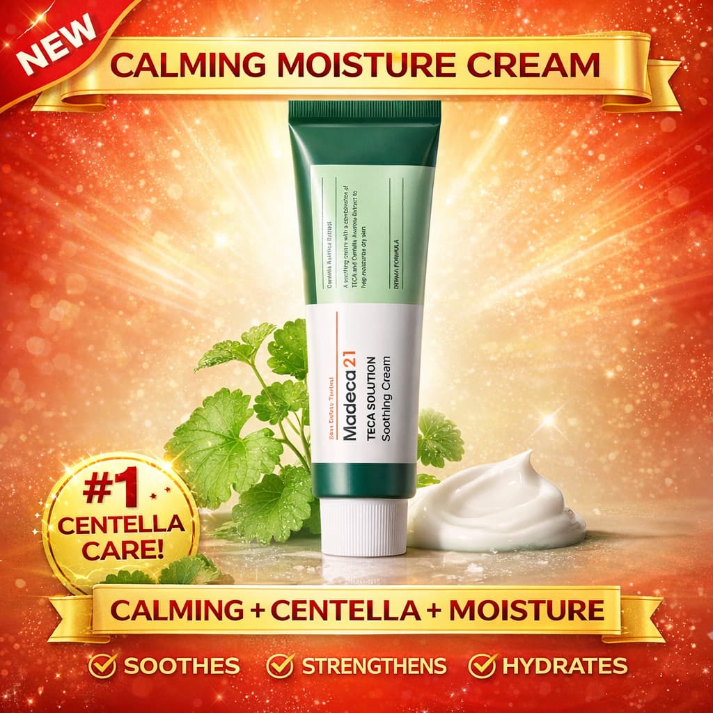 Madeca21 TECA Solution Creme Calmante 50ml | Hidratante Cuidados Com Centella Hidratação Pele Sensível A Coreanos