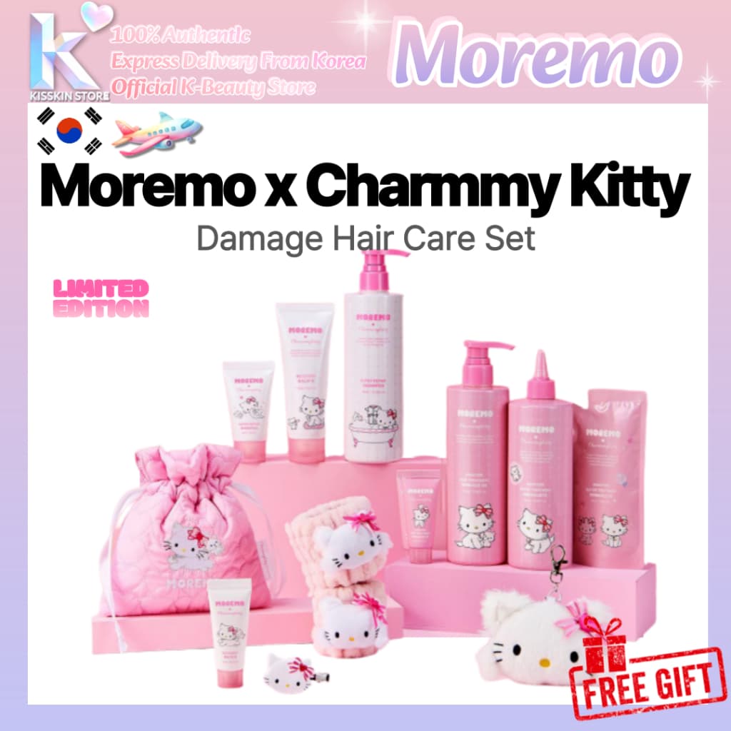 [Moremo] Charmmy Kitty Edition Damage Hair Care-Tratamento De Água/2X/Shampoo/Bálsamo De Recuperação