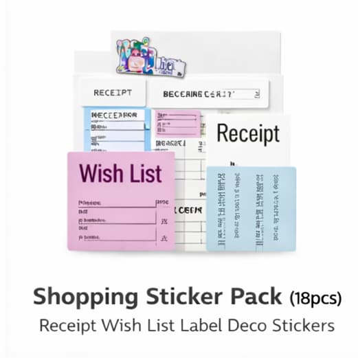 Pacote De Adesivos De Compras Coreanos 18 Unidades | Decorativos De Etiqueta De Lista De Desejos De Recibos Para Álbum D