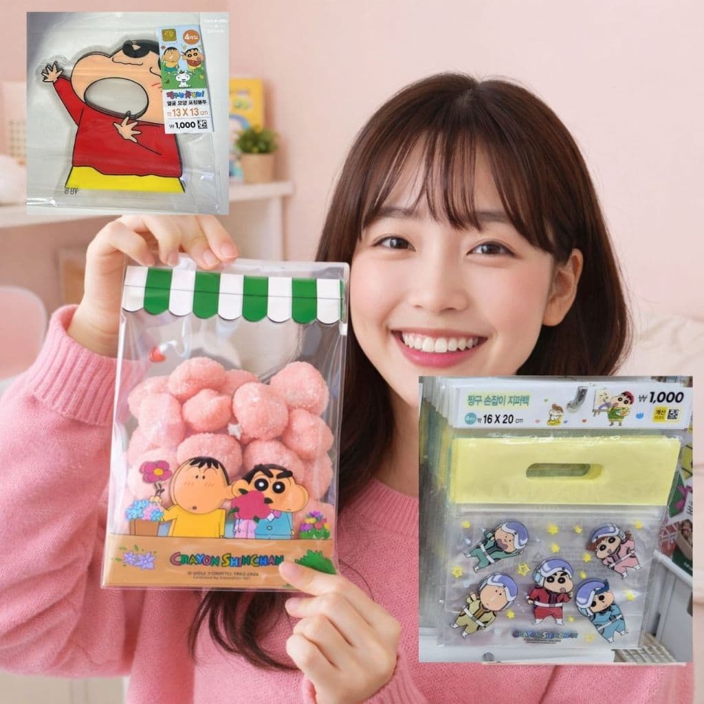 Conjunto De Sacos De Embalagem Crayon Shin-chan-Lindos OPP E Zíper Para Presente (Vários Tamanhos Designs)-Lanche , Fest