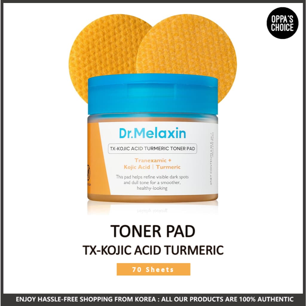 [DR.MELAXIN] TX KOJIC ACID TURMERIC TONER PADS 70 sheets CLAREAMENTO DE MANCHAS E MELASMA