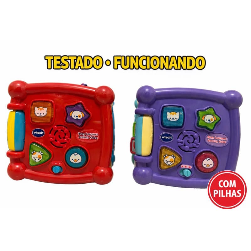 Cubo de atividades V-tech brinquedo educativo musical infantil, produto usado, testado e funcionando.