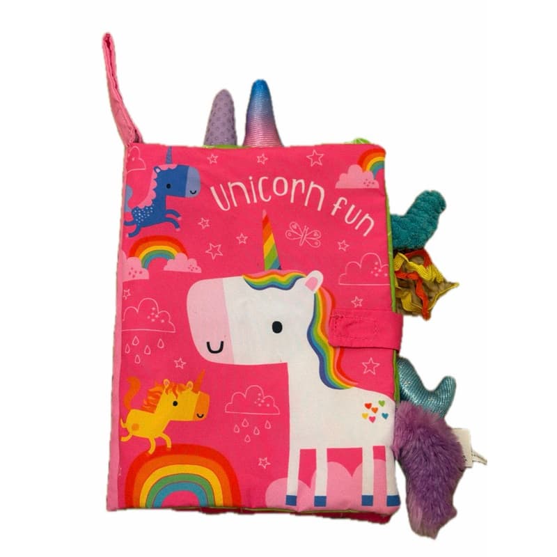 Livro bebê Sensorial de Pano tecido texturas Unicórnio - Unicorn Fun