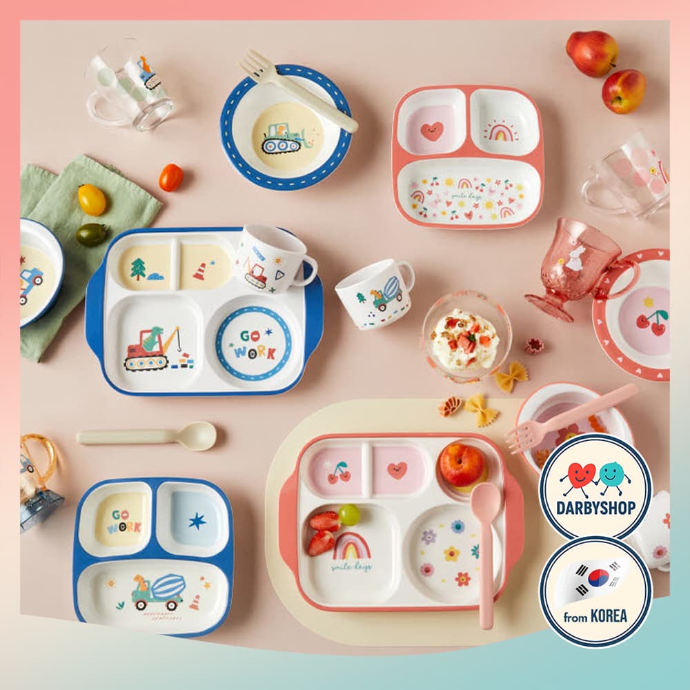 [Modern House] Série De Pratos De Melamina Infantil Coreana | Prato Dividido Com 3 Compartimentos Talheres Leves Coreano