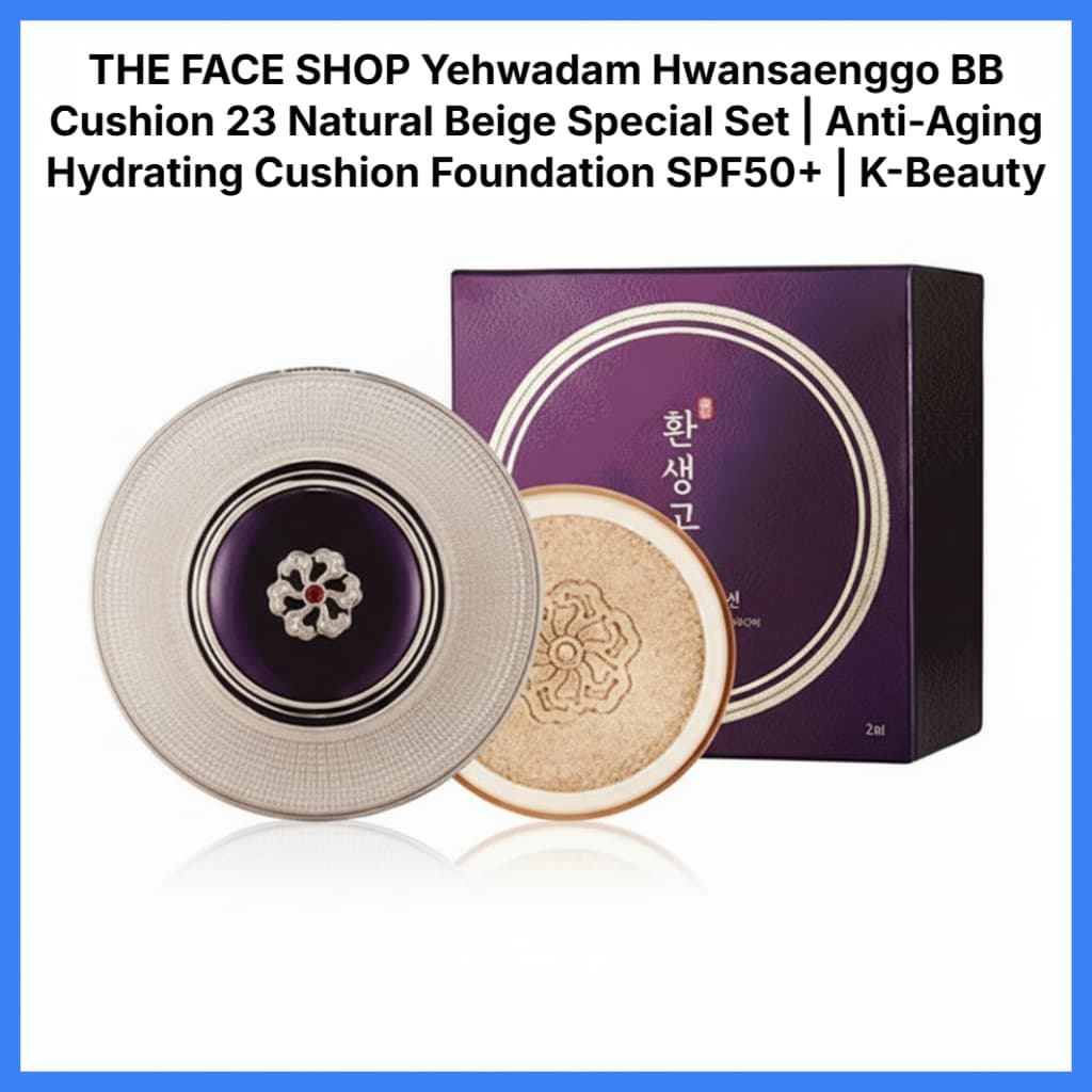 THE FACE SHOP Conjunto Especial Yehwadam Hwansaenggo BB Cushion 23 Bege Natural | Base Almofada Hidratante Antienvelheci
