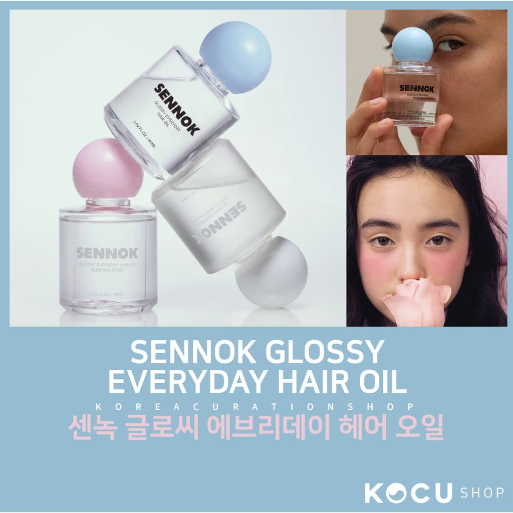 SENNOK Glossy Everyday Hair Oil 60ml (3 Types) | Óleo Capilar Leve Não Oleoso | Controle de Frizz e Brilho | Cuidado Capilar Coreano Perfumado | Uso em Cabelo Úmido e Seco