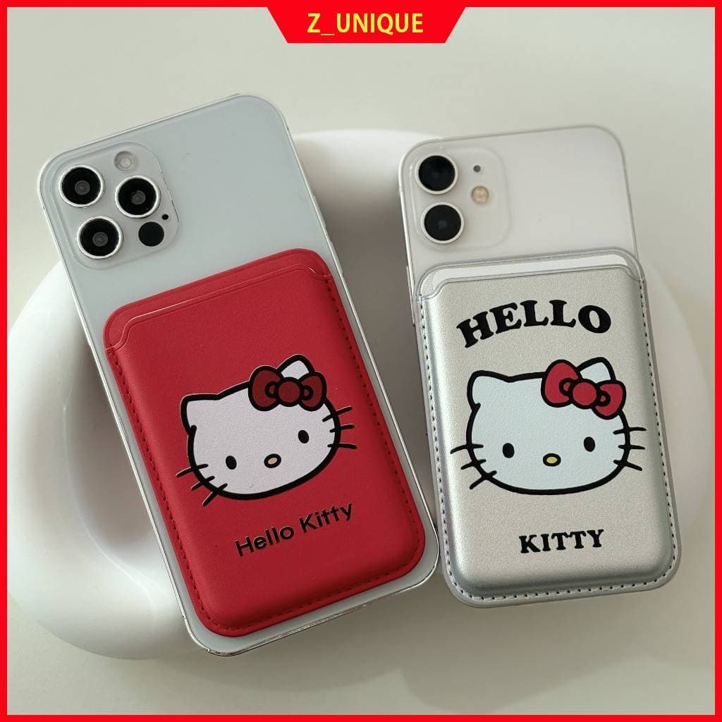 Olá Kitty MagSafe Titular Do Cartão Carteira Bonito Magnético Telefone Bolso Caso Slot Para iPhone Acessório Kawaii Fina