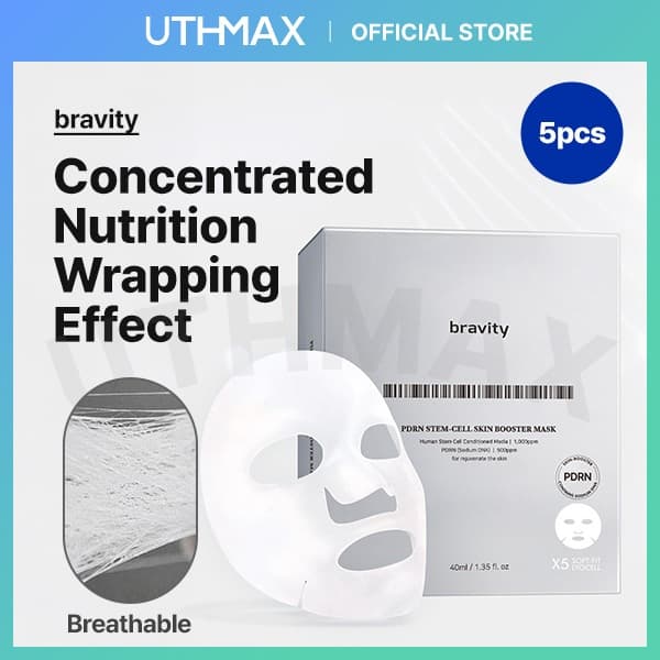 [BRAVITY Oficial] Máscara Intensificadora De Pele Steam-Cell PDRN 40ml X5 Folhas (K-Beauty)