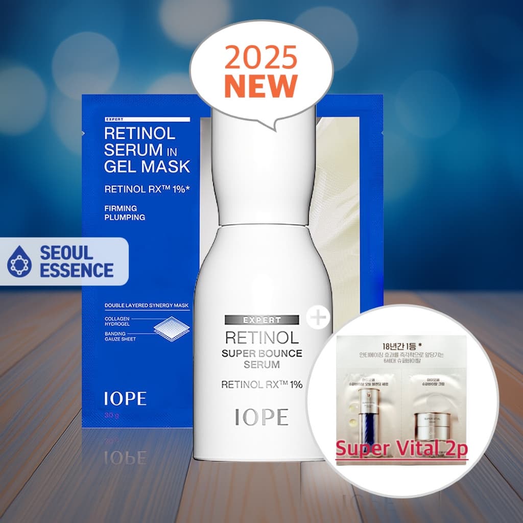 IOPE Retinol Super Bounce Serum/Máscara Em Gel 30g-4X 1 % , Renovador De Pele , Firmeza Da (2025 Nova Versão)