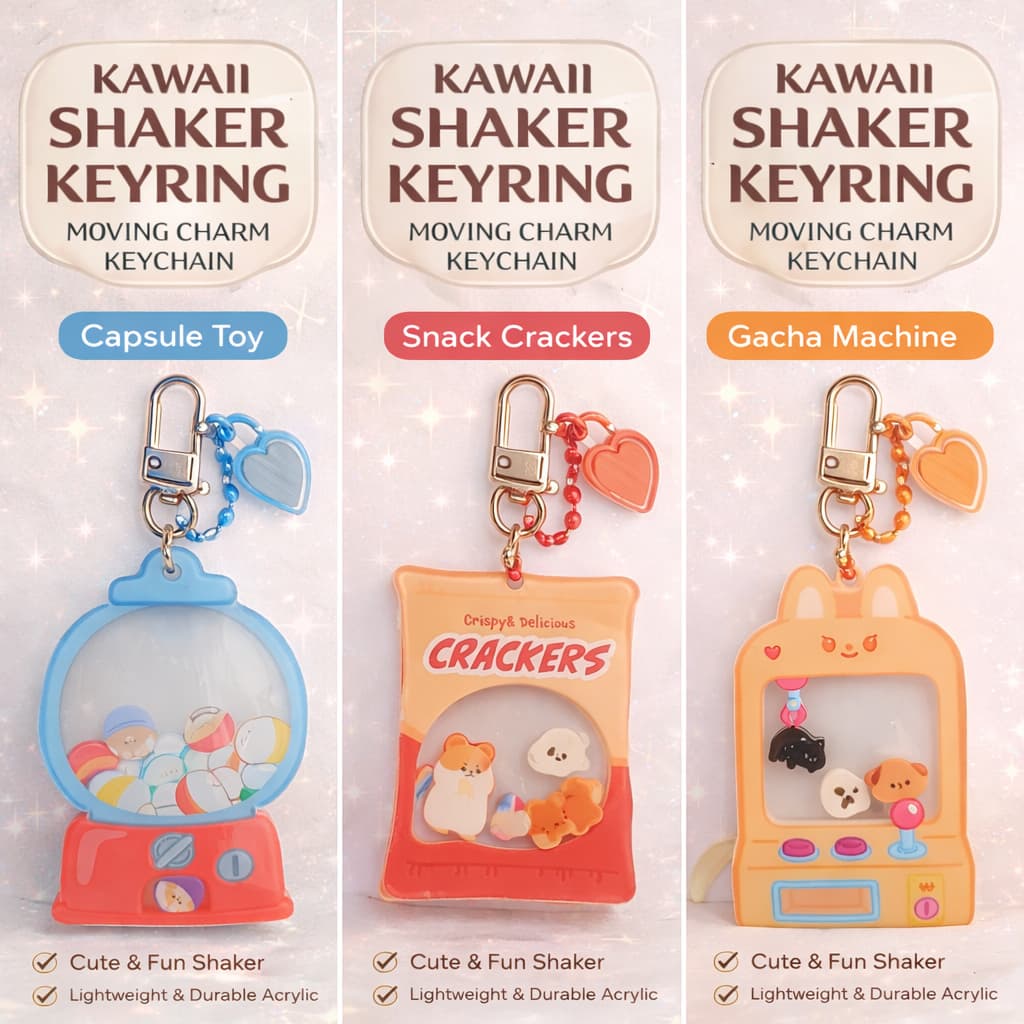 Chaveiro Kawaii Shaker Movendo Charme Acrílico | Máquina Gacha/Lanche/Design De Brinquedo Cápsula Pingente De Chave De B