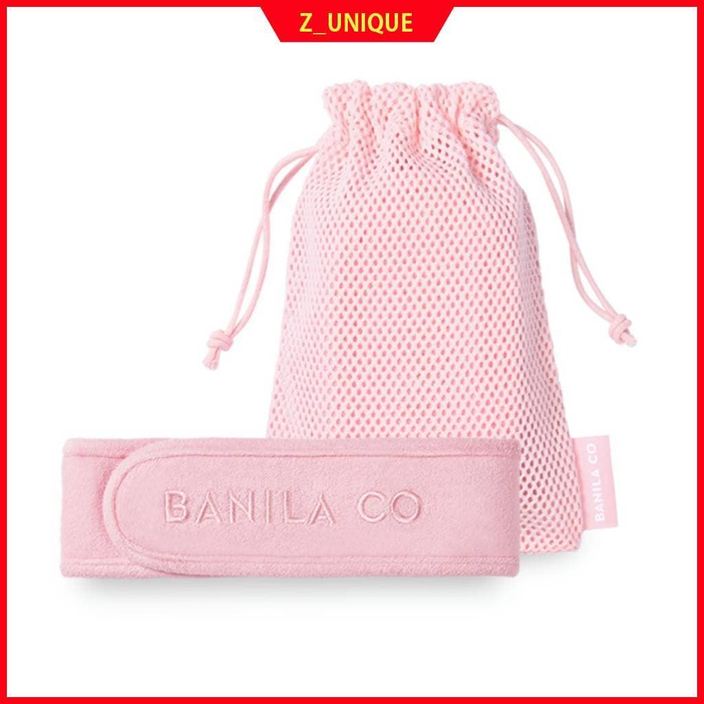 Conjunto De Faixa De Cabeça Para Lavagem Facial Rosa BANILA CO Com Bolsa | Limpeza De Velcro Ajustável Acessório De Beleza Viagens
