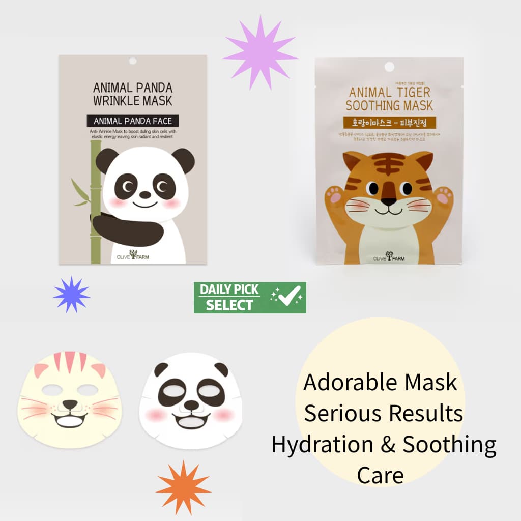 Pacote De Máscara Facial De Animais Coreanos (10 Folhas) | Design Fofo Cuidado Diário Hidratante