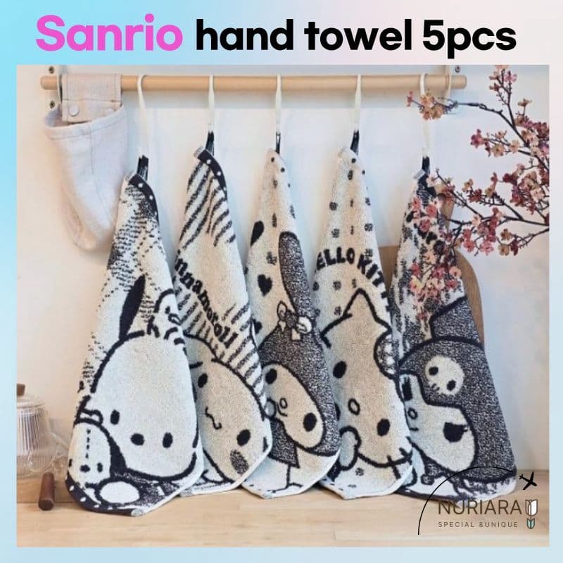 [Personagens sanrio Penduradas 30s Toalha De Mão De Algodão Premium Conjunto De 5 Designs] Toalhas Olá kitty Infantil Pe