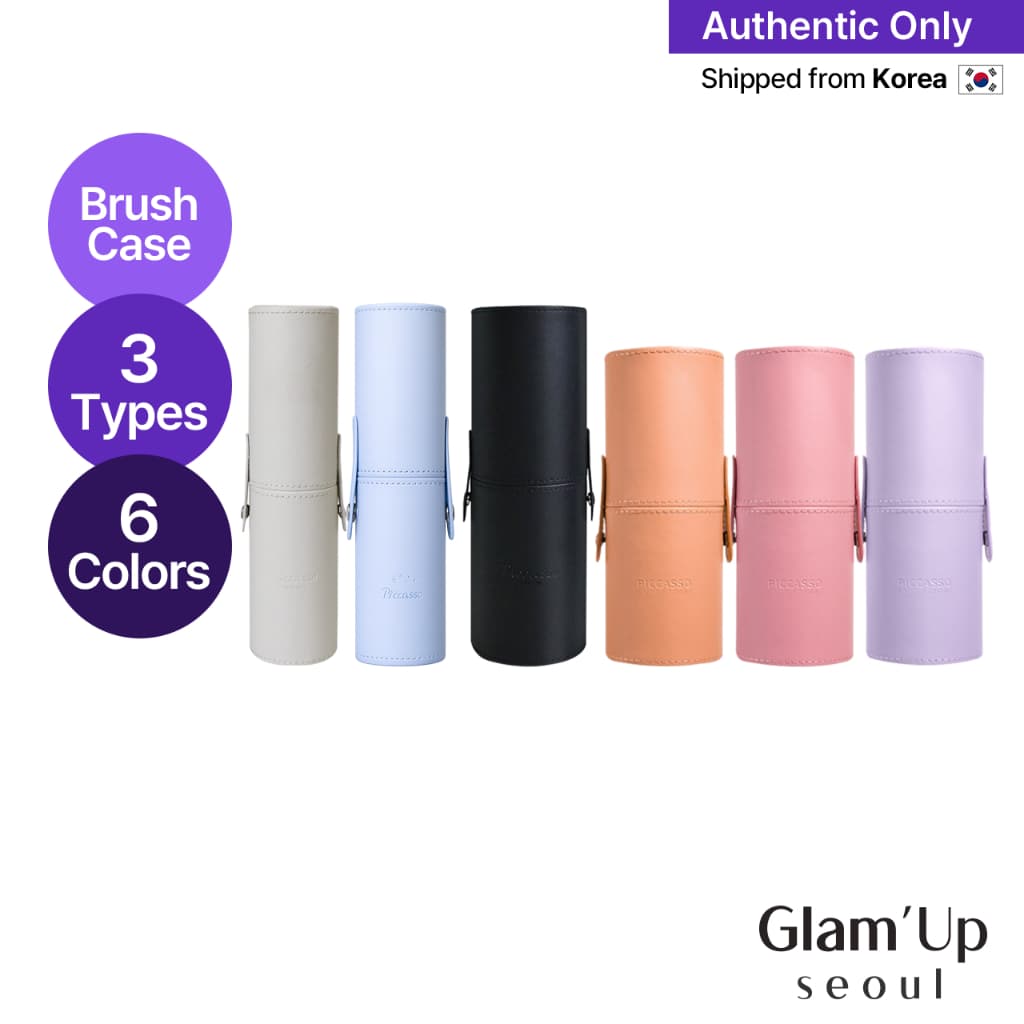 [Piccasso] Porta-Pincéis em Couro PU (5 cores) Slim/Normal/Large | Estojo para Pincel Coreano