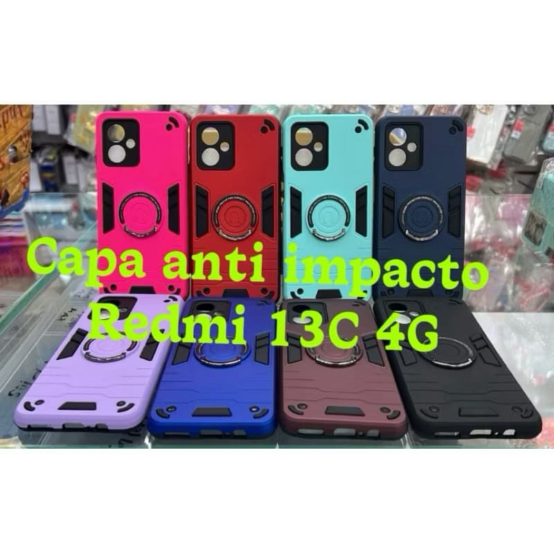 capa capinha anti impacto com suporte para xiaomi redmi 13C 4G