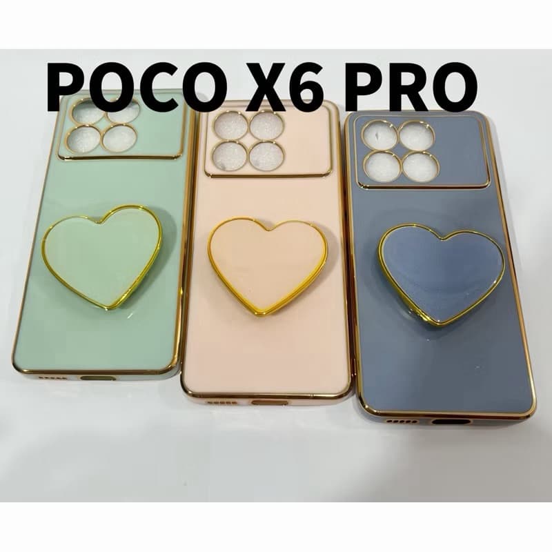 CAPAS - Capinha de Celular Luxuosa com Suporte coração para xiaomi poco X6 Pro