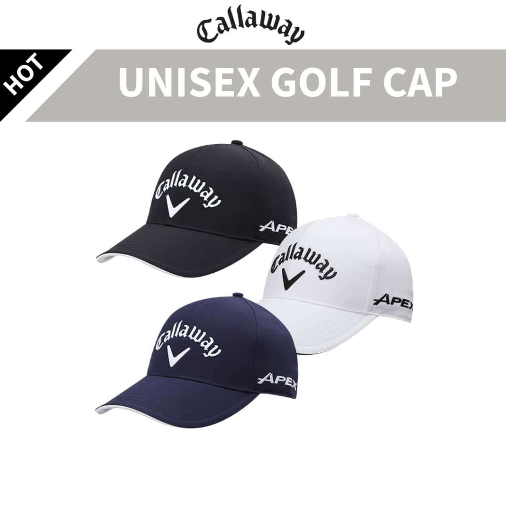 Boné De Golfe Callaway Tour Weather Poliéster Impermeável Ajustável Preto Branco Marinho