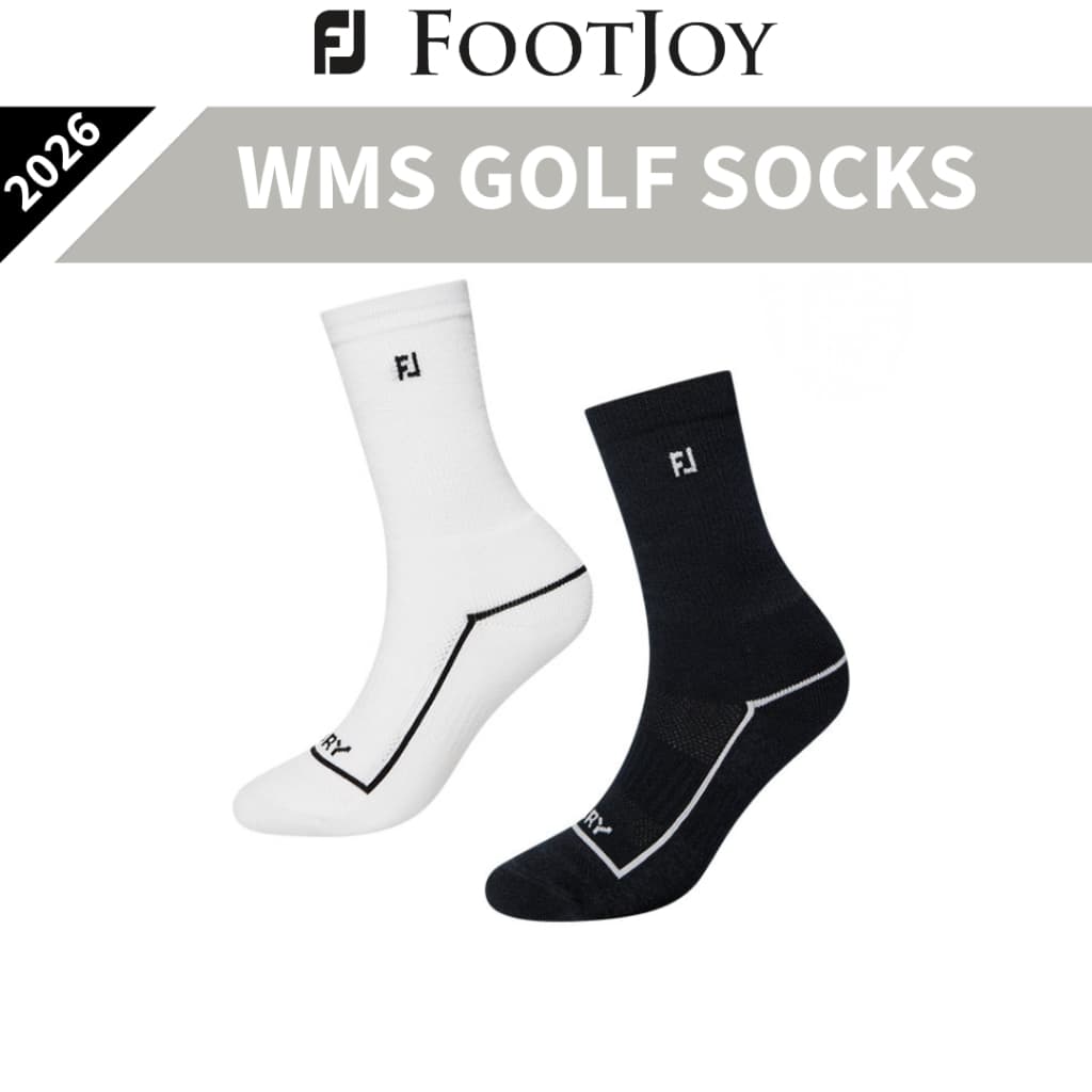 Meias FootJoy 2026 ProDry Golf Crew Para Mulheres , Preto E Branco