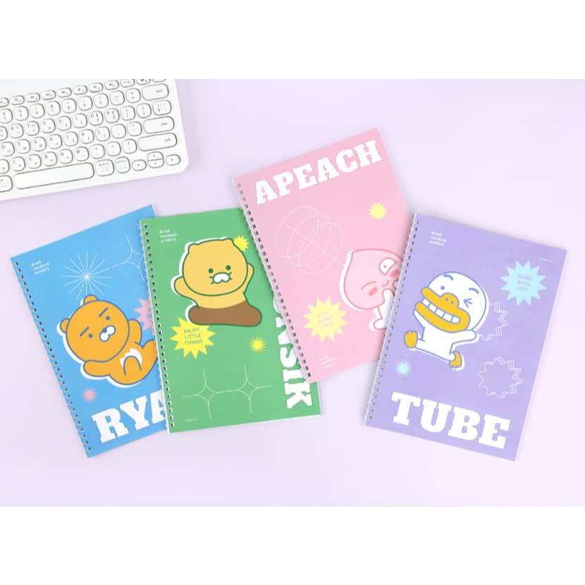 [Kakao Friends] Nota/Caderno/Bloco De Notas/Tubo Vívido Do Novo Semestre , Ryan , Apeach , Choonsik