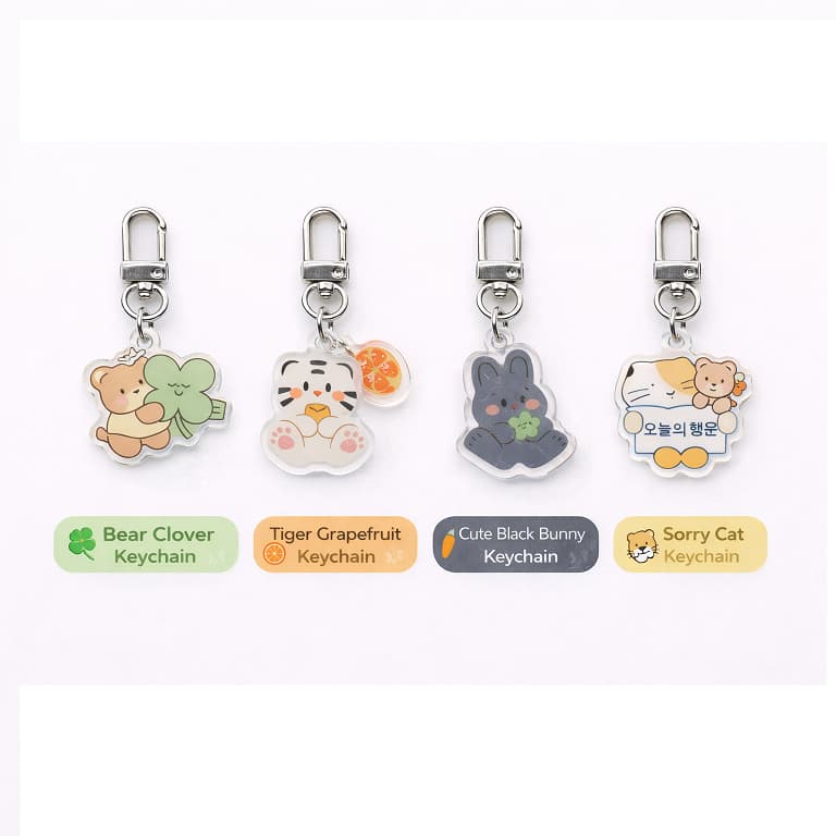 Coreano Sorte Acrílico Chaveiro Bonito Animal Charme Urso Tigre Preto Coelho Gato Saco AirPods Caso Decoração Presente (