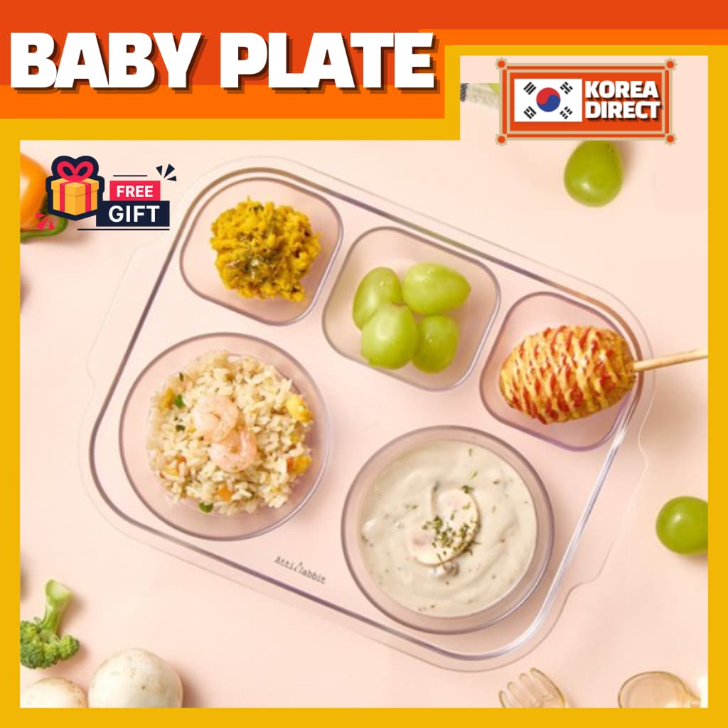 [ATTI RABBIT] Placa De Bebê Com 5 Compartimentos , Material Ecológico De Plástico Reforçado Copolímero , Sem BPA
