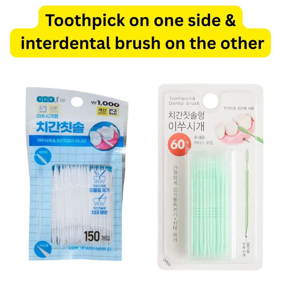 Escova Interdental Portátil 150pcs | Palito E Fio Dental 60 Unidades Pacote De Valor Removedor De Placa De Cabeça Dupla