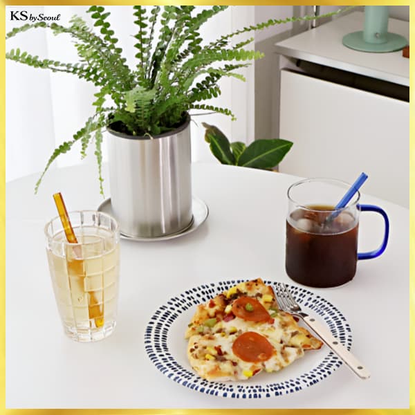 [Daiso Korea] Conjunto De Palha De Vidro Reutilizável Para Bebidas Quentes E Frias , Curto Longo