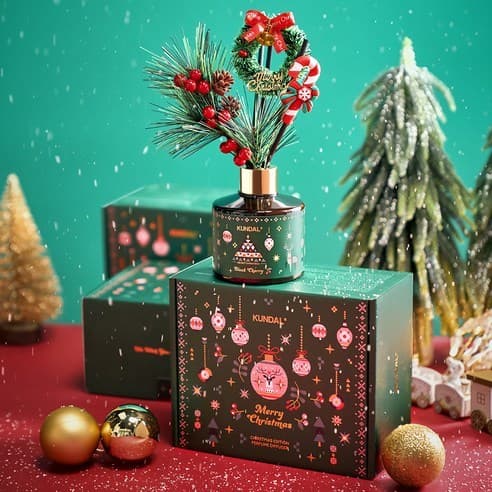 KUNDAL Perfume Difusor Edição Natal Cereja Preta 200ml x 2 Conjunto | Presente De Fragrância Para Casa De Férias